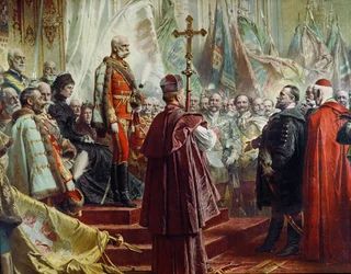 I. Ferenc József császár 1830-1916 és Erzsébet császárné 1837-98 Budapesten, 1896. 07. 08., színes litográfia, 231008 részlete